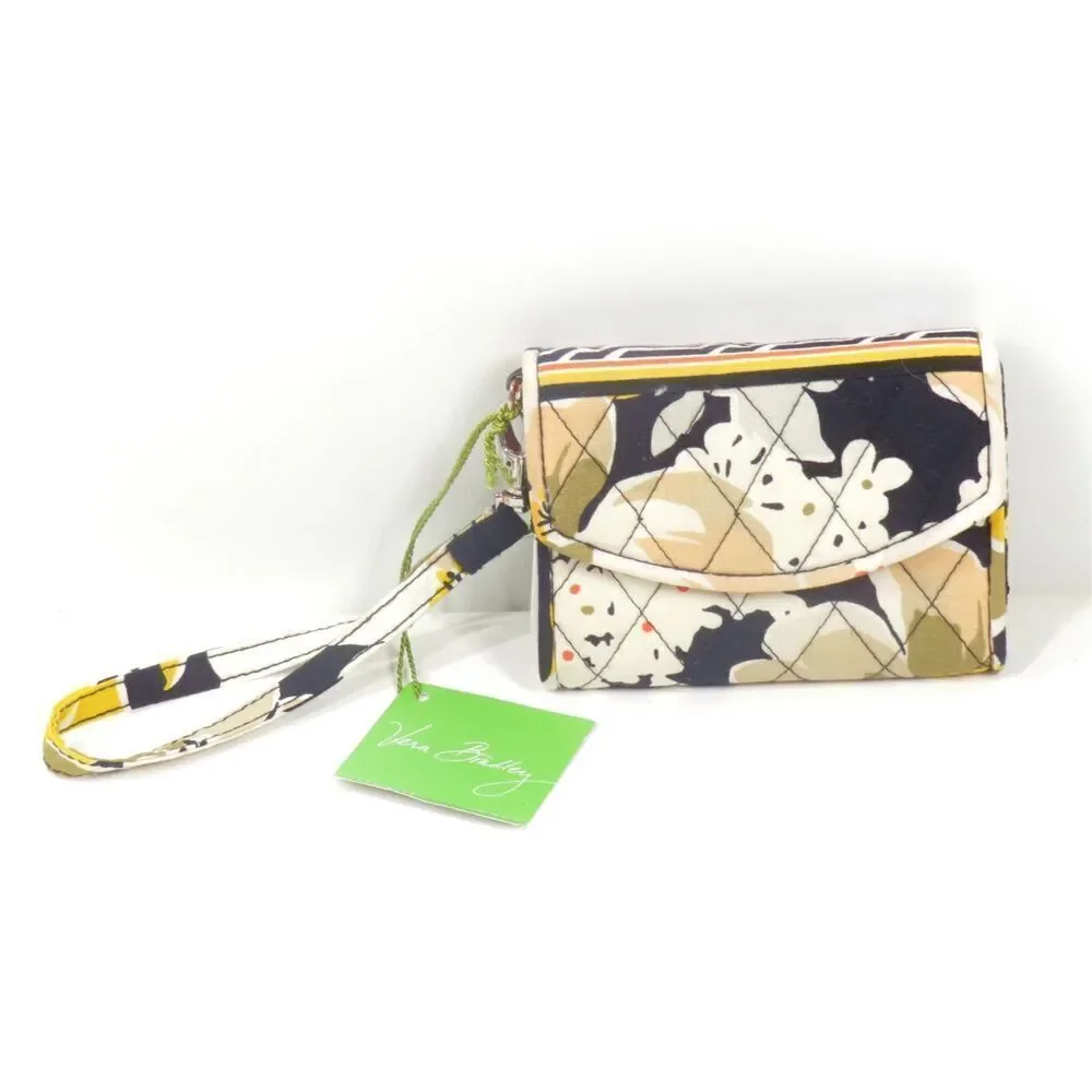 Vera Bradley Dogwood Super Smart Wristlet Wallet Floral Black Tan NWT